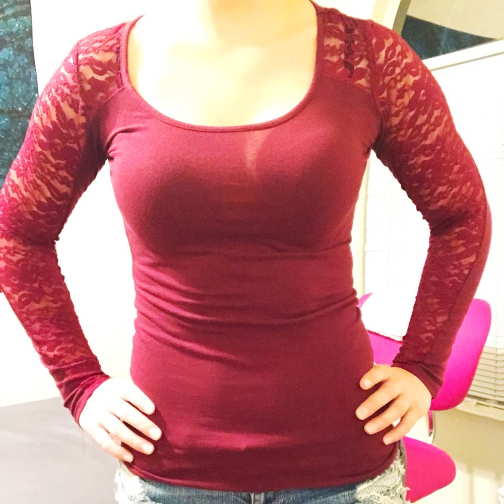 Ambiance Apparel long sleeve lace t-shirt